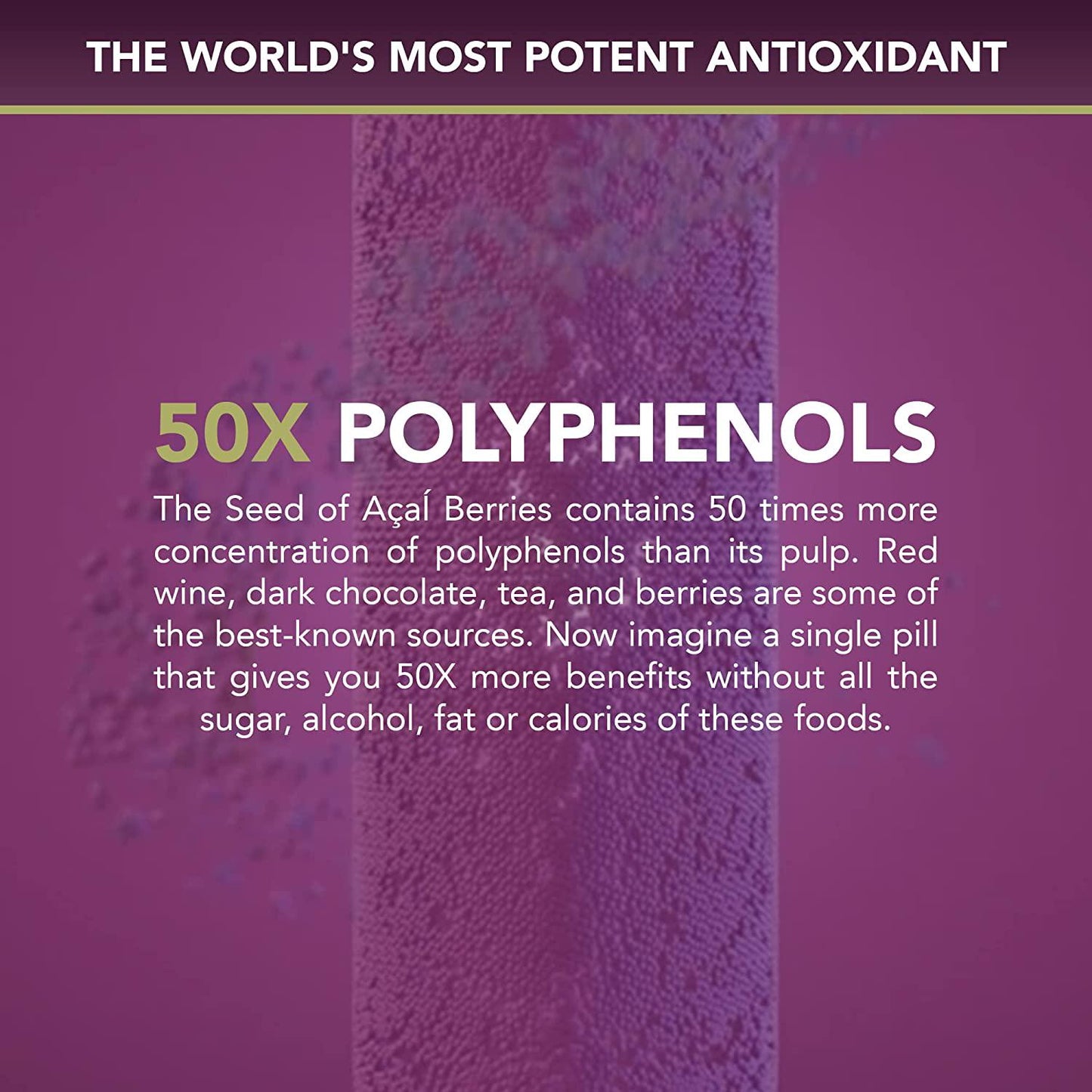 New Patented Blood Flow and Nitric Oxide Booster Supplement -Organic Açaí Seed Extract -100% Vasodilation - 50 X More Antioxidants- 60 Capsules