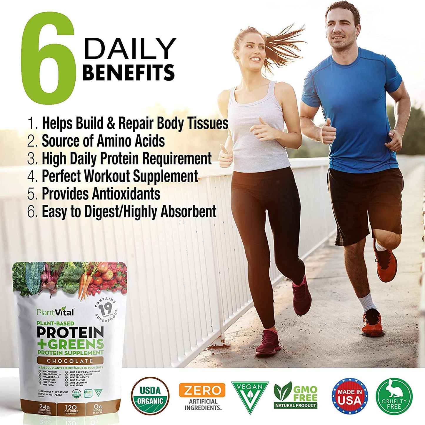 New! Plant Based Chocolate Protein Powder w 19 Superfoods, Veggies and Probiotics. Raw Cocoa, Kale, Beets, Spirulina and More! Vegan, Organic, Non-GMO, Gluten Free. 16oz
