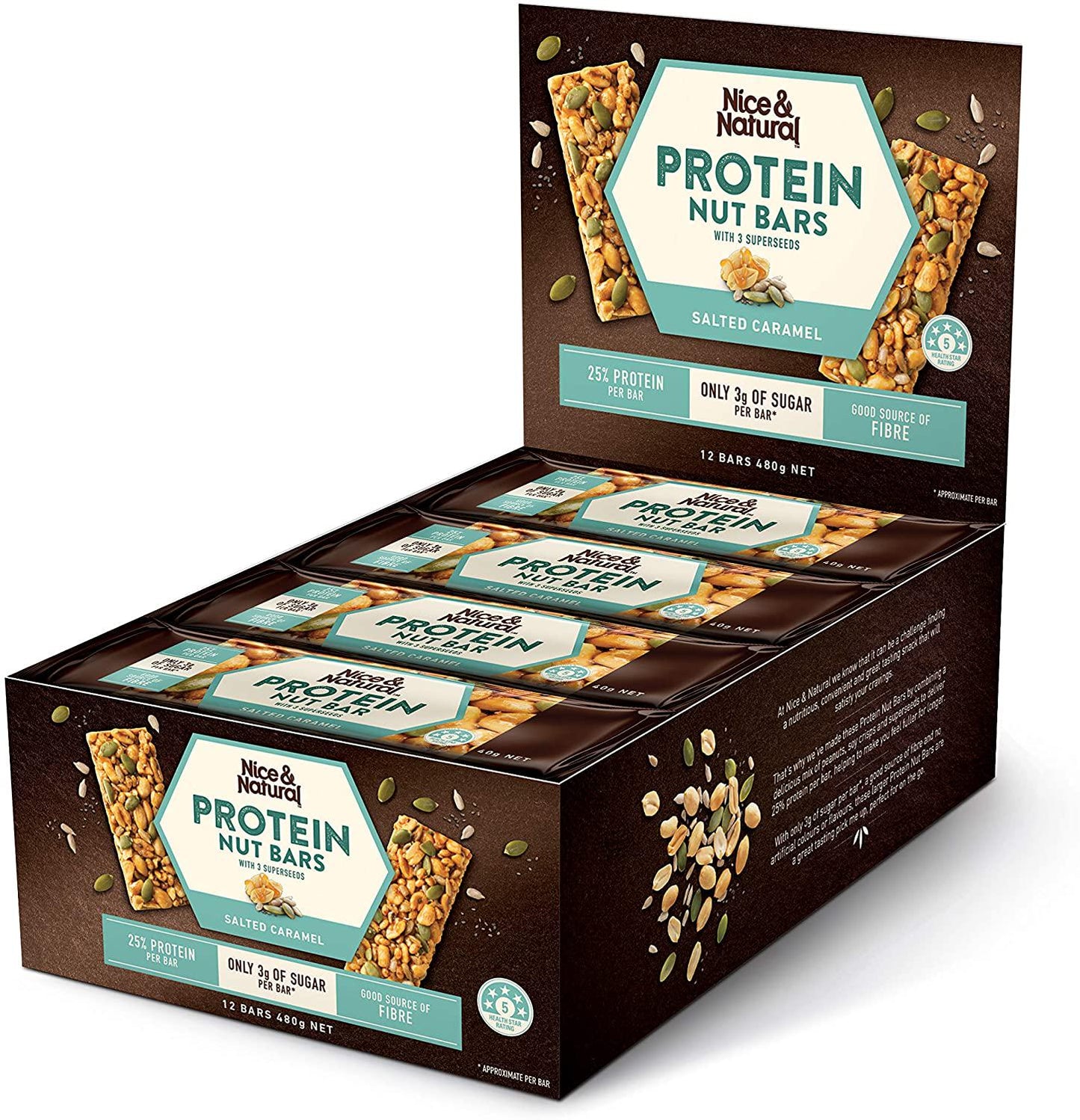 Nice&Natural Salted Caramel Protein Bars, 12 bars x 40 g