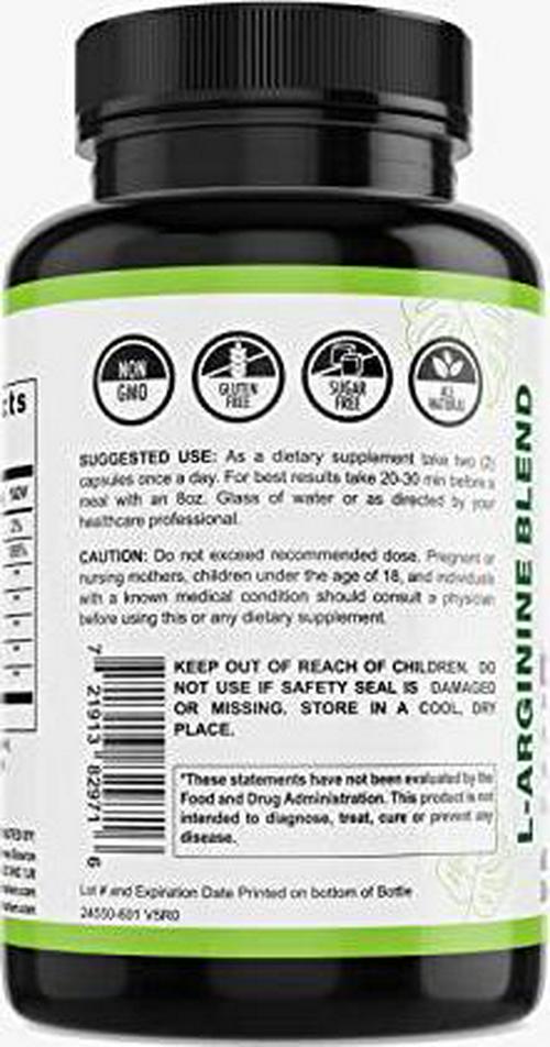 Nitric Oxide Booster Natural L Arginine, L Citriulline, Beta Alanine Supplement by Nutarium