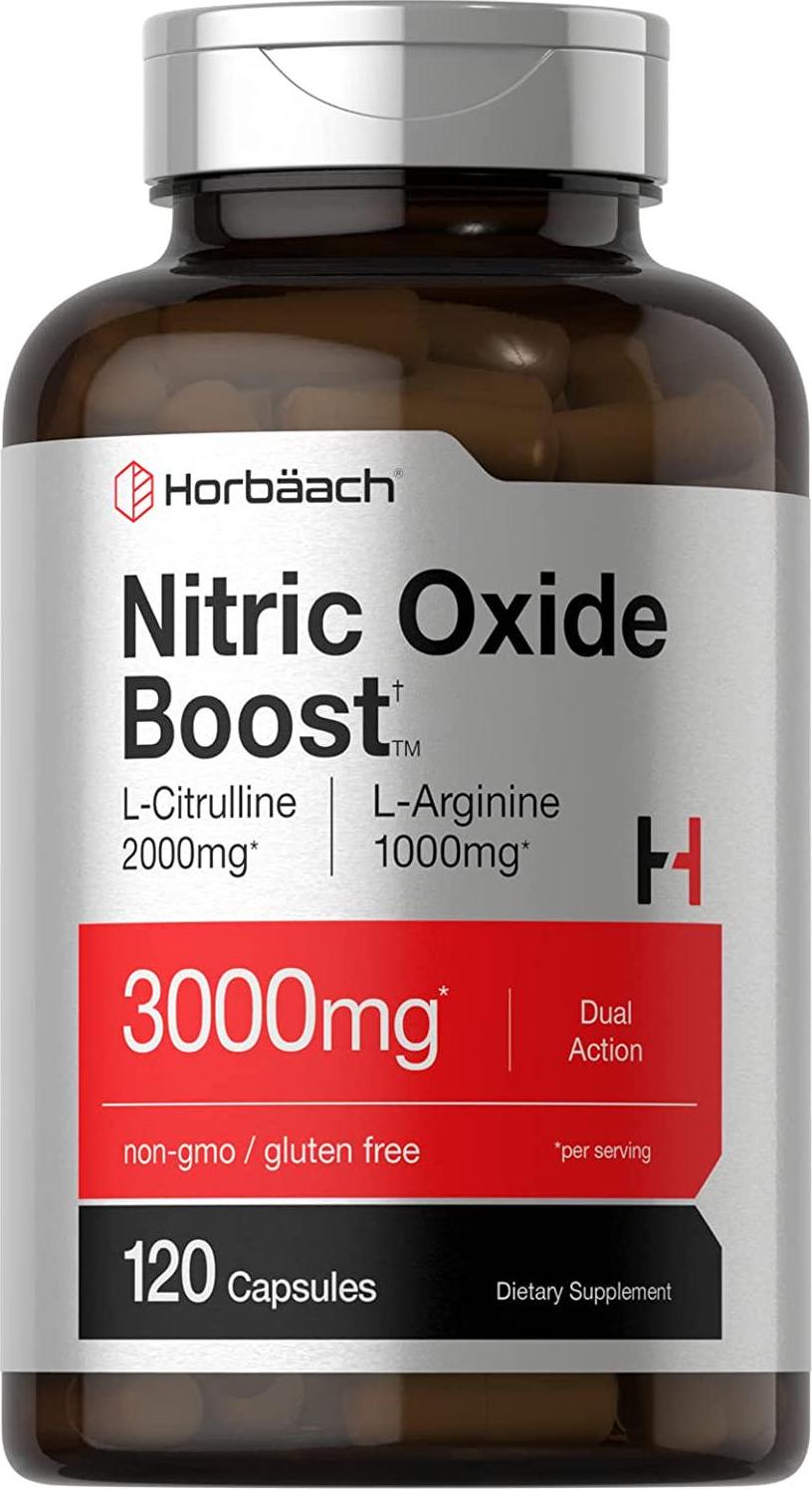 Nitric Oxide Booster 3000mg | 120 Capsules | Nitric Oxide Pills with L Arginine and L Citrulline for Men and Women| Non-GMO, Gluten Free Pre Workout Supplement | by Horbaach