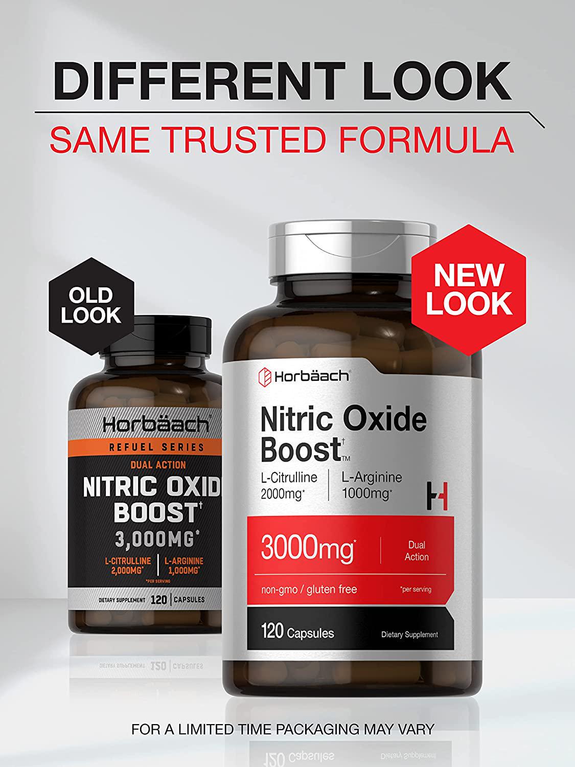 Nitric Oxide Booster 3000mg | 120 Capsules | Nitric Oxide Pills with L Arginine and L Citrulline for Men and Women| Non-GMO, Gluten Free Pre Workout Supplement | by Horbaach