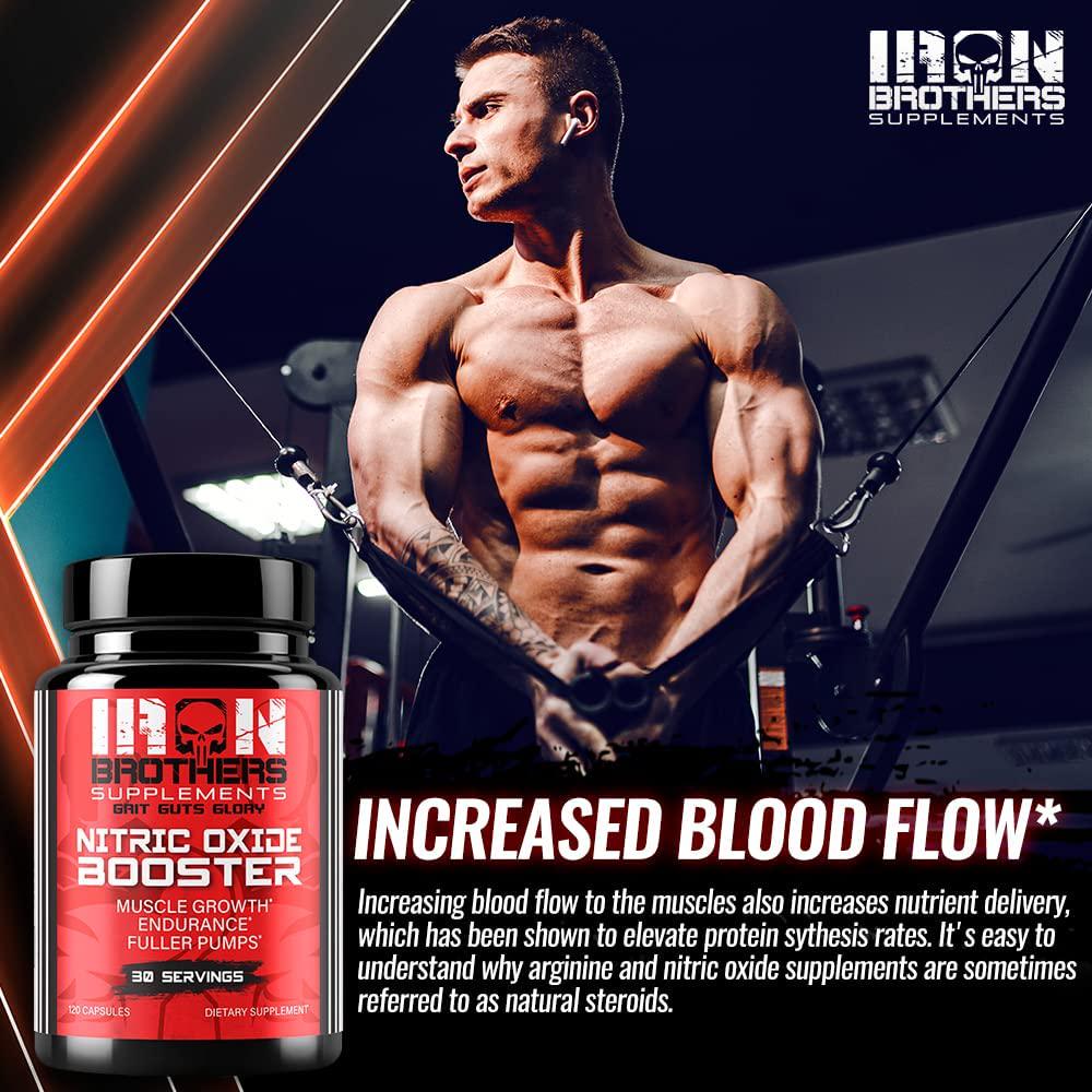 Nitric Oxide Booster | Extra Strength No2 Supplements | Pre-Workout with L-Arginine | Maximum Blood Flow and Vascularity | Increase Muscle Pumps, Energy and Endurance - 120 Veggie Capsules