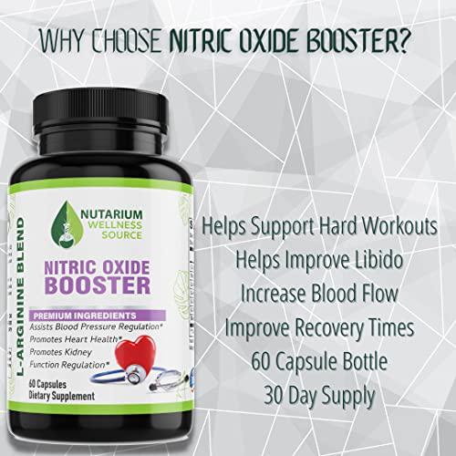 Nitric Oxide Booster Natural L Arginine, L Citriulline, Beta Alanine Supplement by Nutarium