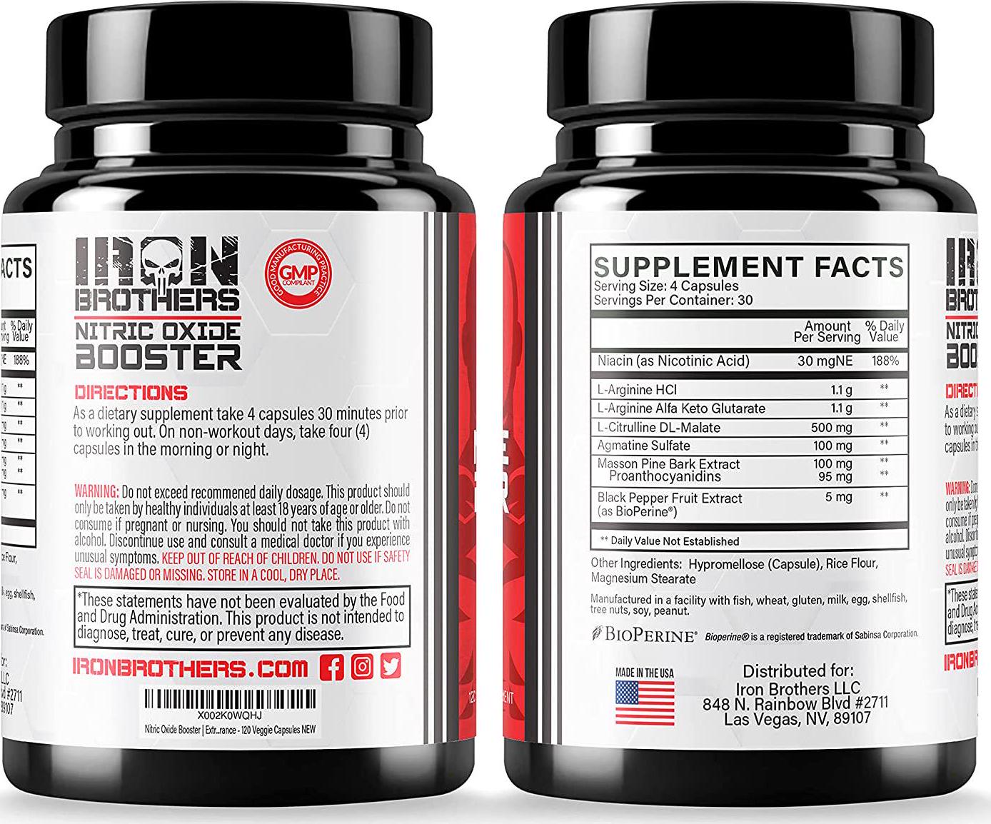 Nitric Oxide Booster | Extra Strength Pumps Supplements | Pre-Workout with L-Arginine | Maximum Blood Flow and Vascularity | Increase Muscle Pumps, Energy and Endurance - 120 Veggie Capsules