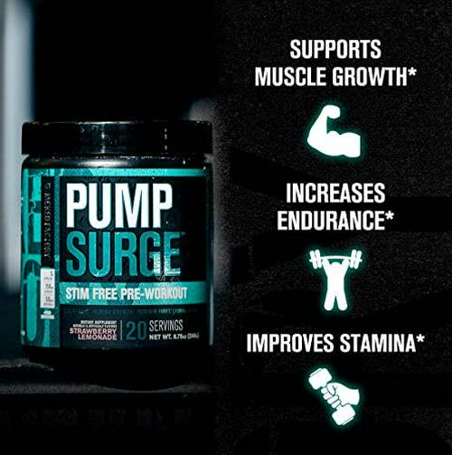 Nitrosurge Pre-Workout and Pumpsurge Caffeine-Free Pre-Workout - Morning and Night Bundle for Increased Focus, Stamina, Endless Energy and Powerful Pumps - Blue Raspberry Flavor