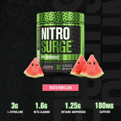 Nitrosurge Pre-Workout and Pumpsurge Caffeine-Free Pre-Workout - Morning and Night Bundle for Increased Focus, Stamina, Endless Energy and Powerful Pumps - Watermelon Flavor