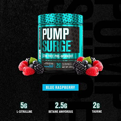 Nitrosurge Pre-Workout and Pumpsurge Caffeine-Free Pre-Workout - Morning and Night Bundle for Increased Focus, Stamina, Endless Energy and Powerful Pumps - Blue Raspberry Flavor