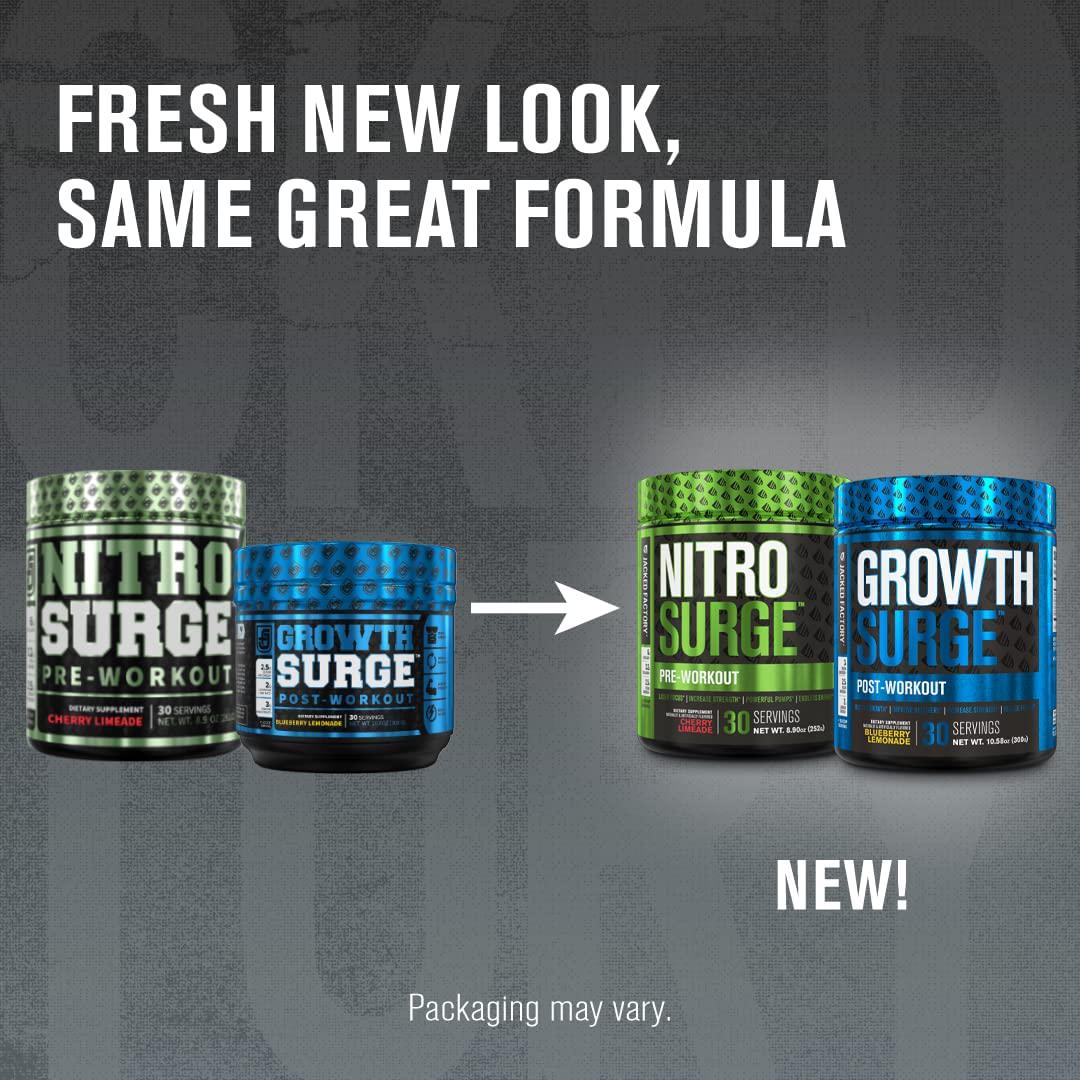 Nitrosurge Pre-Workout Supplement and Growth Surge Post Workout Muscle Builder Bundle