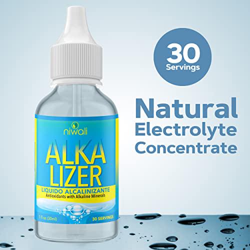 Niwali Alka Lizer Antioxidants Alkaline Mineral Drops 1Oz, Electrolyte Water Drops Liquid Magnesium Supplement with Potassium, Unflavored, pH Balance, 30 Servings