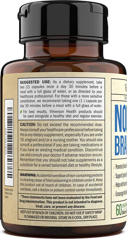 Nootropic Brain Booster with Copper. Memory, Mind, Focus. Promotes Concentration, Cognition and Mental Performance. Boosts Metabolism and Energy. Non-GMO Supplement with GABA, DMAE, Bacopa, Vitamins