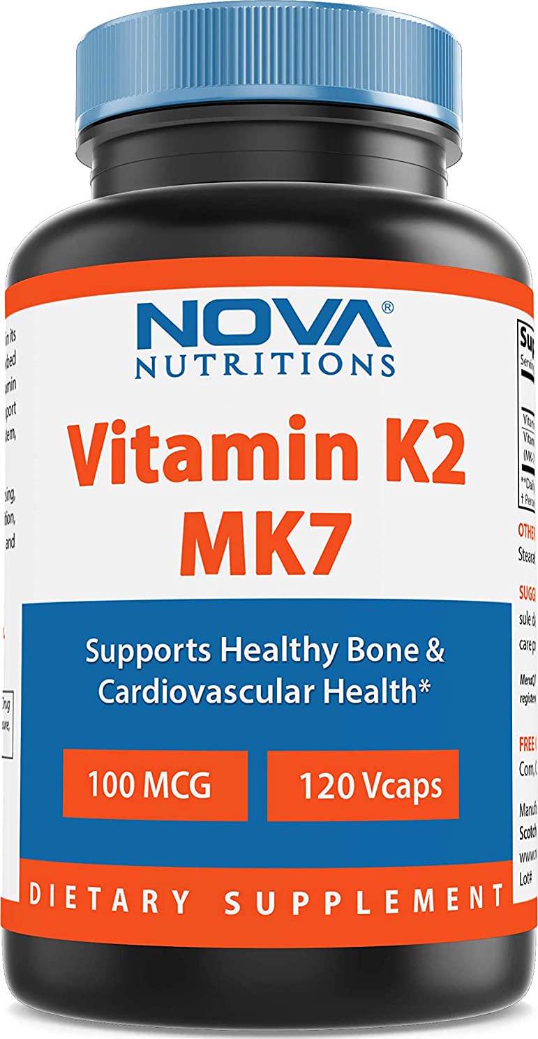 Nova Nutritions Vitamin K2 MK7 100 mcg 120 Veggie Capsules