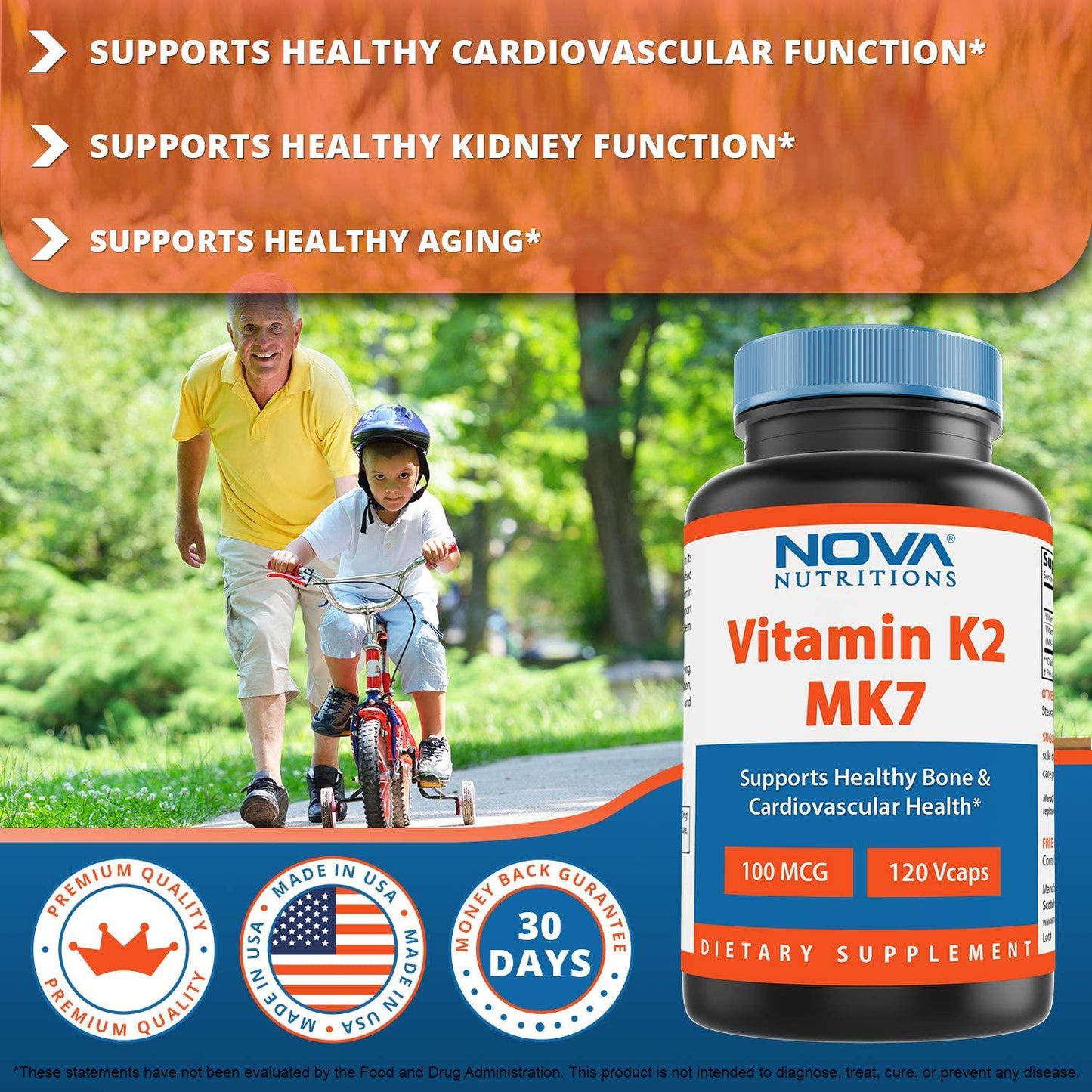 Nova Nutritions Vitamin K2 MK7 100 mcg 120 Veggie Capsules