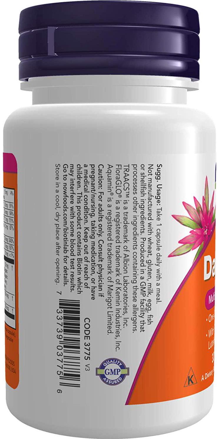 Now Foods, NOW Supplements, Daily Vitswith Fruit and Veggie Blend, Lutein and Lycopene, 30 Veg Capsules