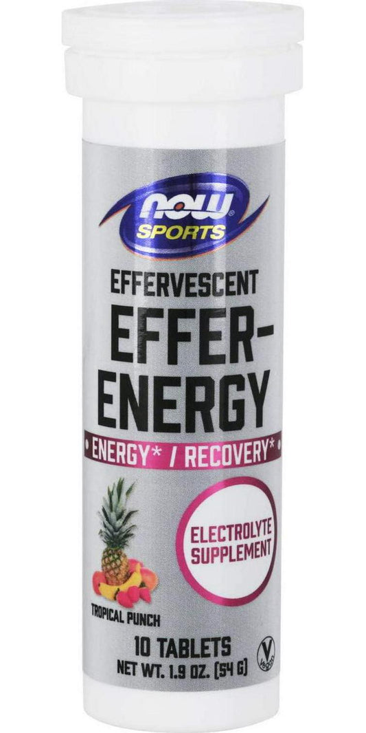 Now Foods Sports Nutrition, Effervescent Effer-Energy, Electrolyte Supplement, Energy*/ Recovery*, Tropical Punch, 10 Tablets