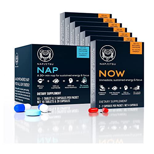 Now + NAP Energy Supplements Bundle - Nootropics Brain Support Supplement - Natural Energy from Caffeine - Crash-Free Brain Booster for Focus and Mental Clarity