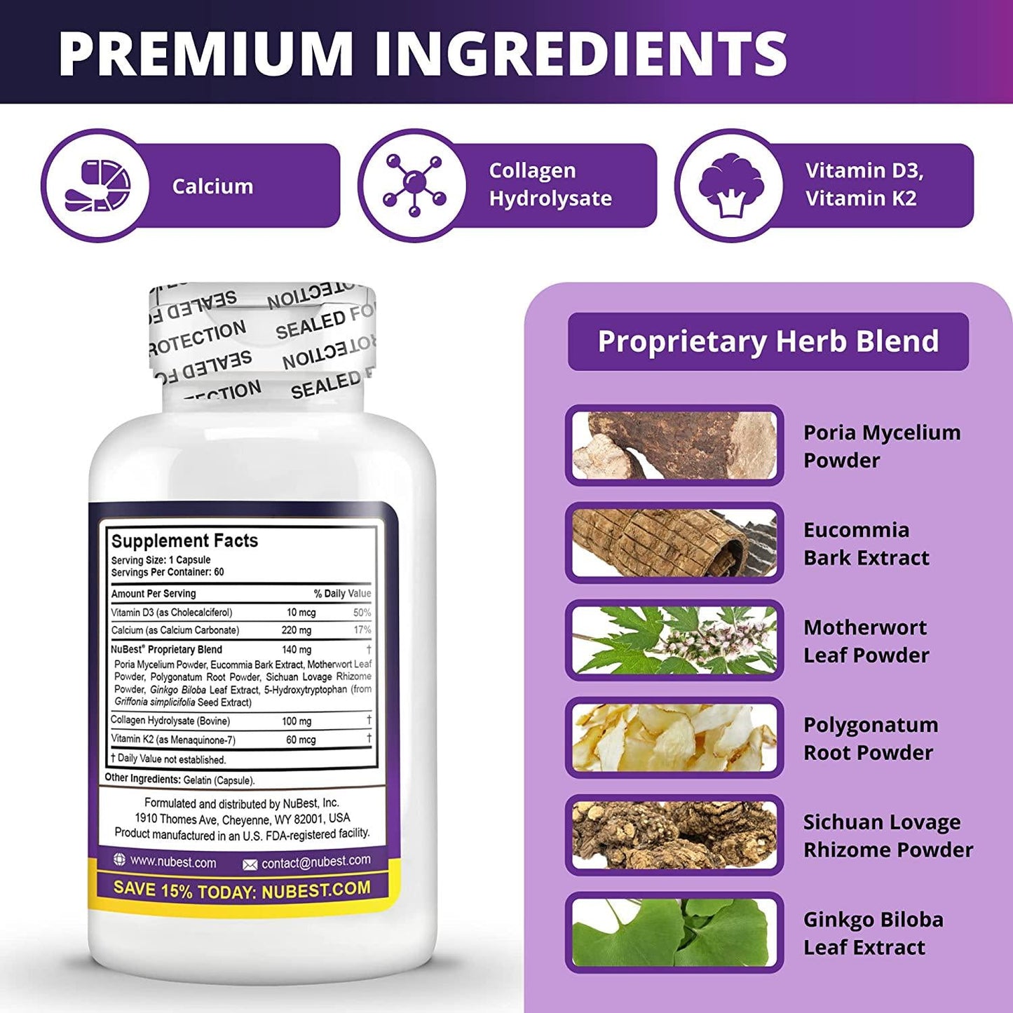 NuBest Tall 10+ - Advanced Growth Formula - Powerful Bone Strength Support - for Children (10+) and Teens Who Drink Milk Daily - Grow Strong and Stay Healthy - 60 Capsules (Pack of 6)