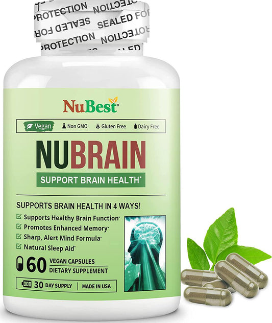 NuBrain - Support Brain Health and Brain Functions - Enhance Cerebral Circulation - Improve Focus, Memory, Sleep and Cognition - 60 Veggie Capsules