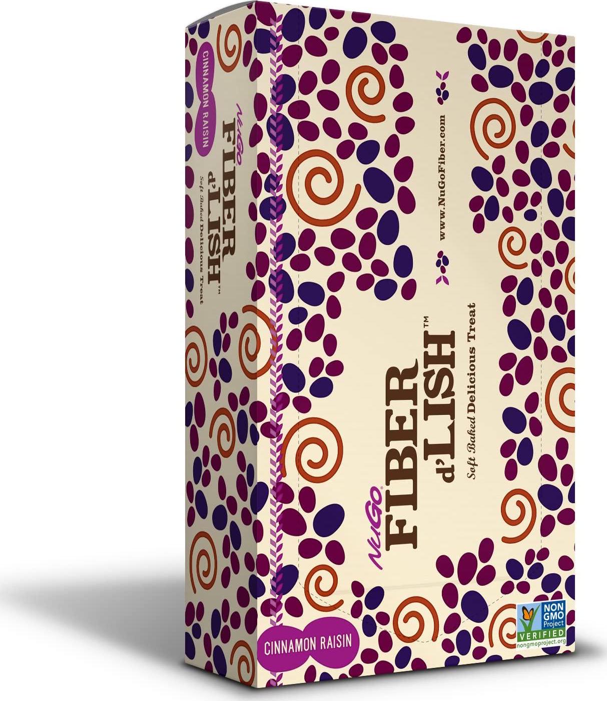NuGO Fiber d'Lish Cinnamon Raisin, 12g High Fiber, Vegan, 150 Calories, 16 Count