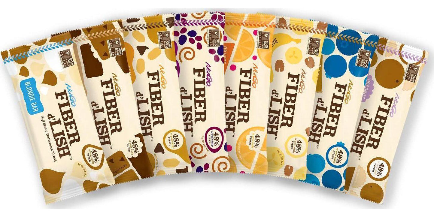NuGO Fiber d'Lish Peanut Chocolate Chip, 12g High Fiber, Vegan, 160 Calories, 16 Count