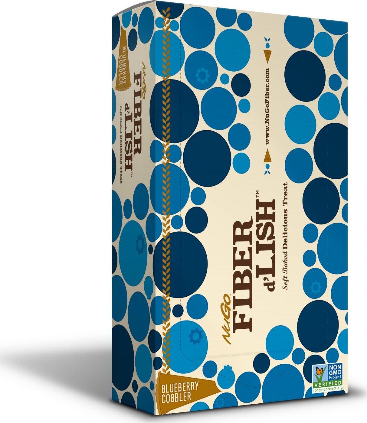 NuGo Fiber d'Lish Blueberry Cobbler, 12g High Fiber, Vegan, 150 Calories, 16 Count