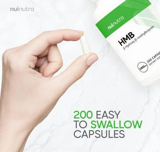Nui Nutra HMB Supplement (Beta-Hydroxy Beta-Methylbutyrate) | 1000mg | 200 Capsules | Supports Muscle Growth and Aids in Maintaining Muscle Mass | Post-Workout Muscle Recovery | for Men and Women
