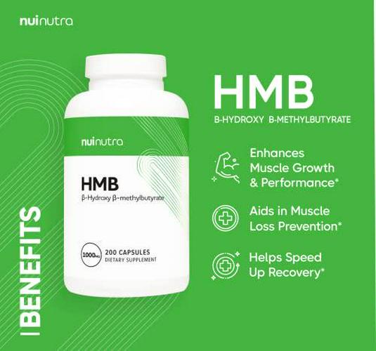 Nui Nutra HMB Supplement (Beta-Hydroxy Beta-Methylbutyrate) | 1000mg | 200 Capsules | Supports Muscle Growth and Aids in Maintaining Muscle Mass | Post-Workout Muscle Recovery | for Men and Women