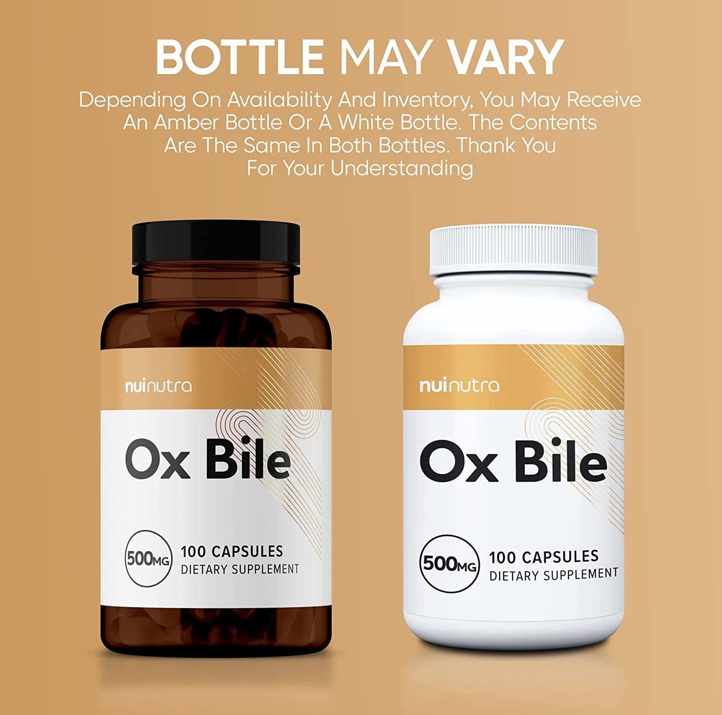 Nui Nutra Ox Bile Supplement 500mg | 100 Capsules | Digestive Enzymes | Fat Digestion and Liver Support | Promotes Good Metabolism | Supports Gallbladder and Bile Flow