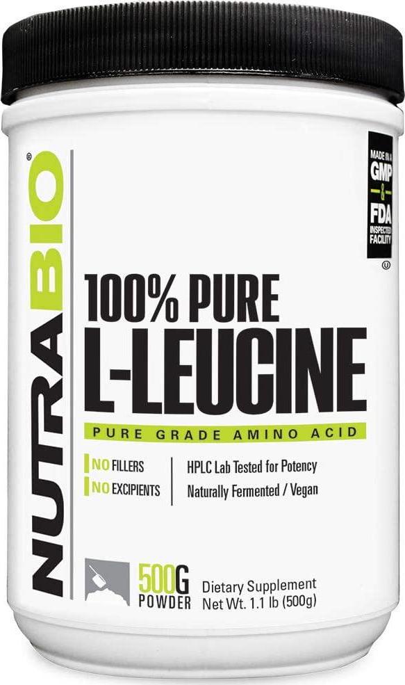 NutraBio 100% Pure L-Leucine Powder - 500 Grams