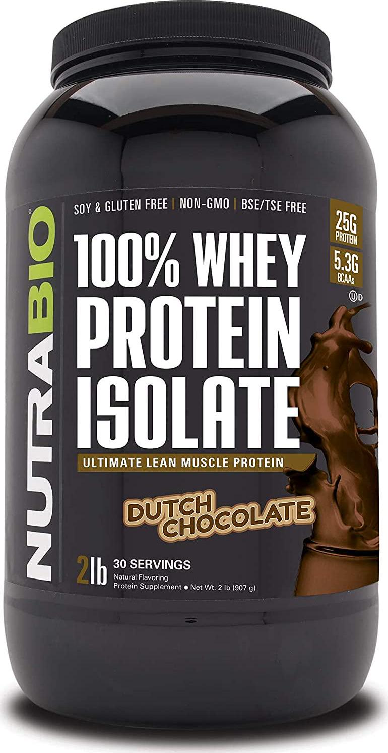 NutraBio 100% Whey Protein Isolate (Chocolate, 2 Pounds)