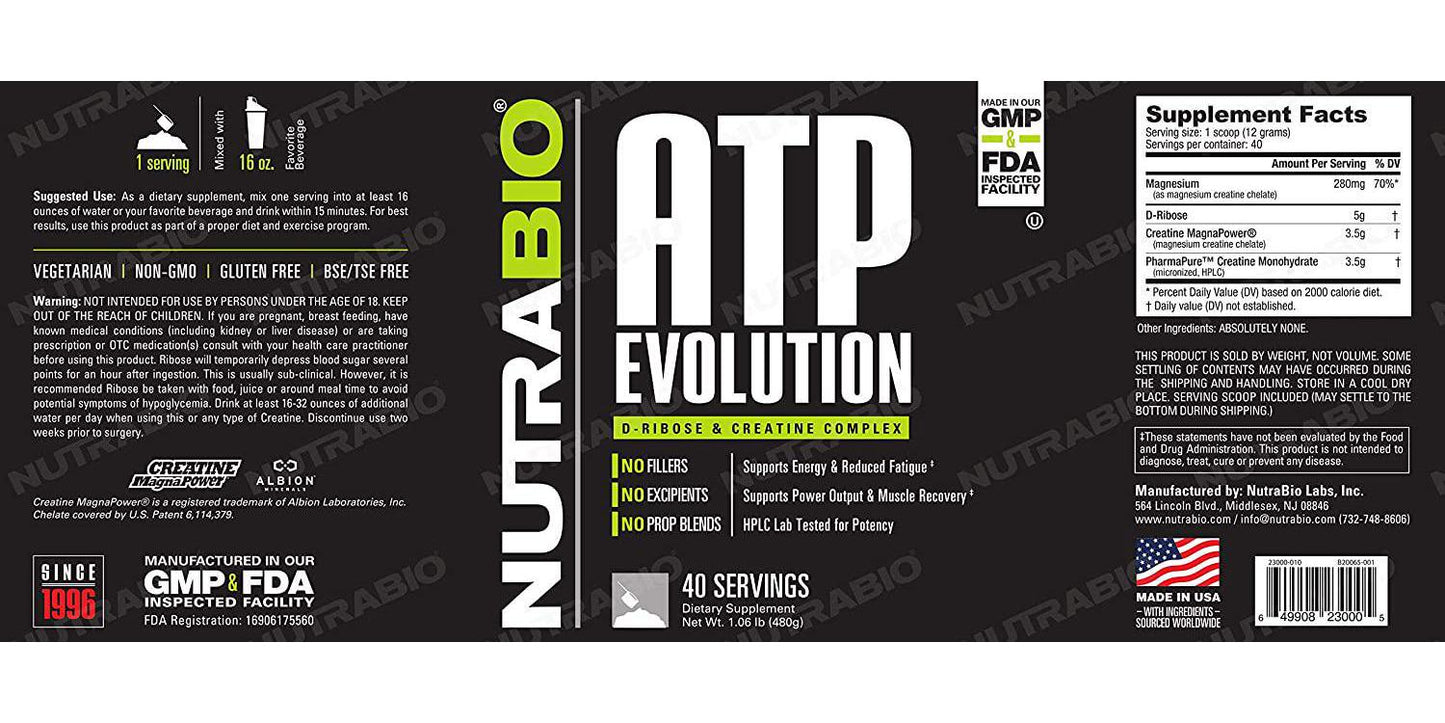 NutraBio ATP Evolution - 500 Grams