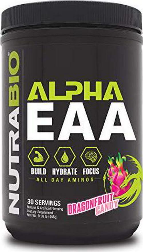 NutraBio Alpha EAA - All-Day Aminos - Recovery, Energy, Focus, and Hydration Supplement - Full Spectrum EAA BCAA Matrix, Electrolytes, Nootropics, Coconut Water - 30 Servings - Dragon Fruit