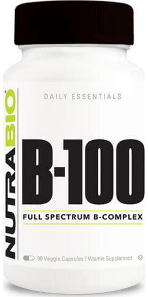 NutraBio B-100, B Vitamin Complex, Immune System and Nervous System Support, Healthy Hair, Skin, Nails, 90 Vegetable Capsules