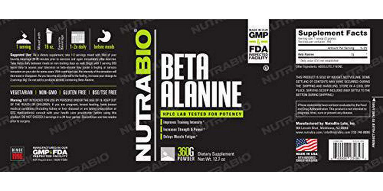 NutraBio Beta Alanine Pre-Workout Supplement - 360g Powder