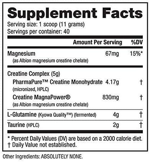 NutraBio CGT-MAX (Unflavored) - Creatine, Glutamine, and Taurine Powder