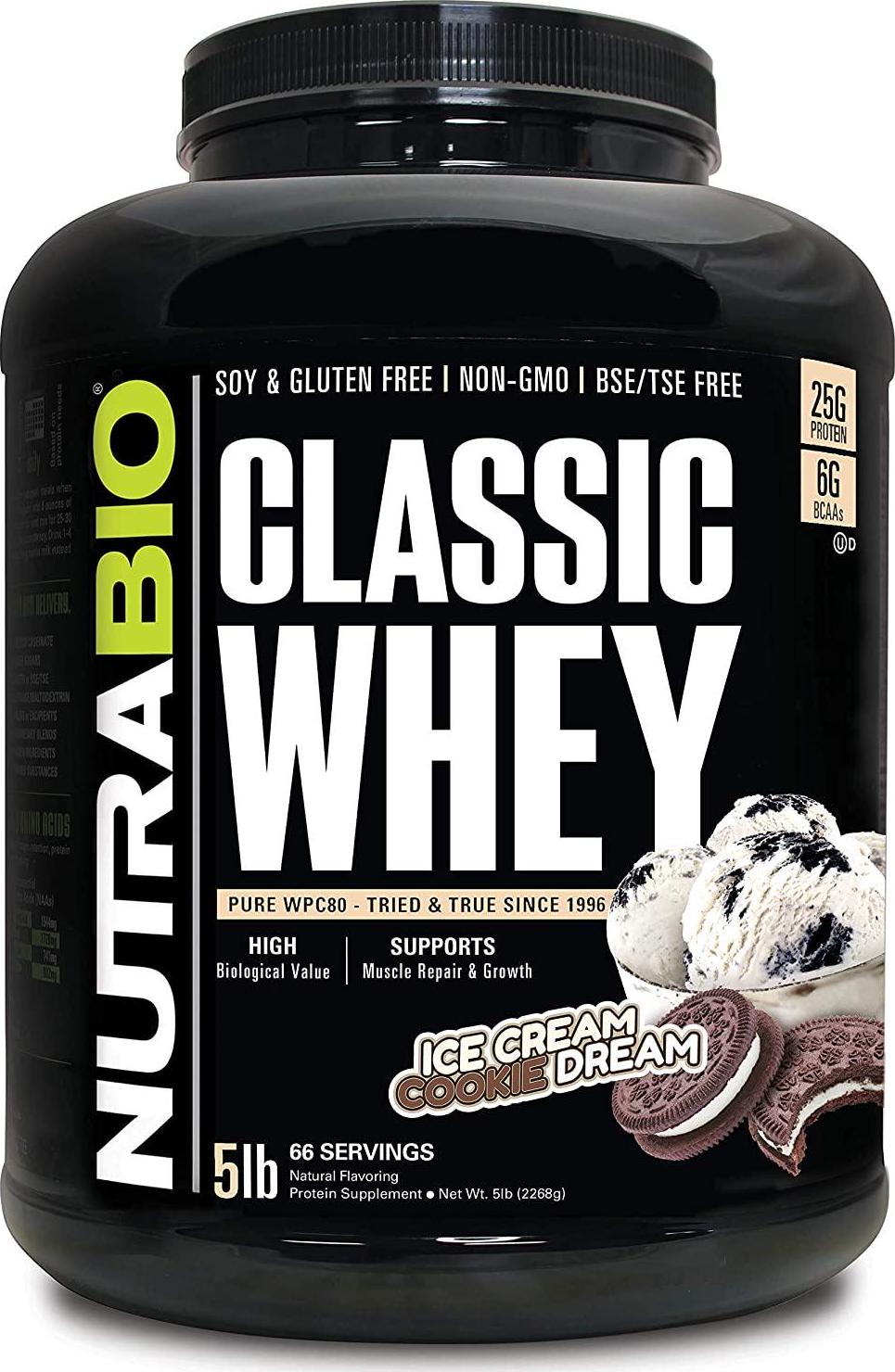 NutraBio Classic Whey Protein - 5 pounds (Ice Cream Cookie Dream)