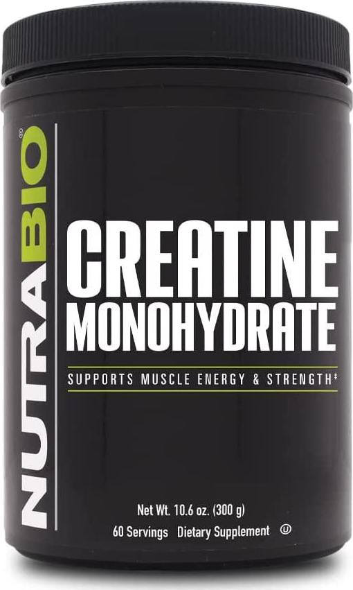 NutraBio Creatine Monohydrate - Pure Grade - Supports Muscle Energy and Strength - (300 Grams) - Unflavored, HPLC Tested (300g)