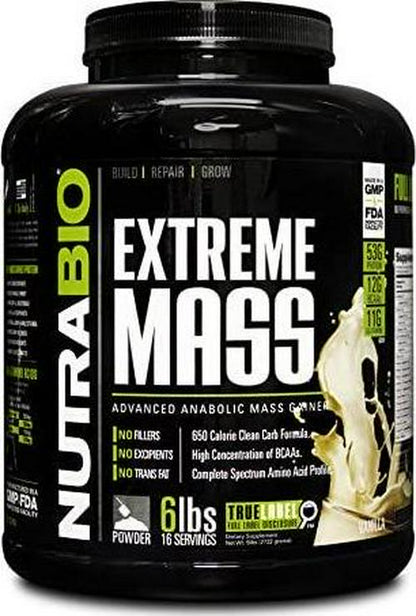 NutraBio Extreme Mass Weight Gainer - 6 lbs Vanilla by NutraBio