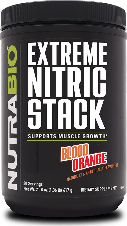 NutraBio Extreme Nitric Stack (Blood Orange) - Nitric Oxide and Cell Volumizing Formula