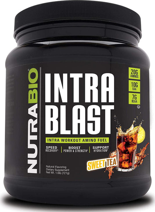 NutraBio Intra Blast - Advanced Electrolyte Performance Matrix - Amino Acid, EAA/BCAA Formula - Non-GMO, Gluten Free, Intra and Pre Workout Powder - 30 Servings - Sweet Tea
