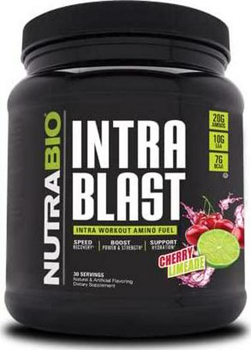 NutraBio Intra Blast - Advanced Electrolyte Performance Matrix - Amino Acid, EAA/BCAA Formula - Non-GMO, Gluten Free, Intra and Pre Workout Powder - 30 Servings - Cherry Limeade