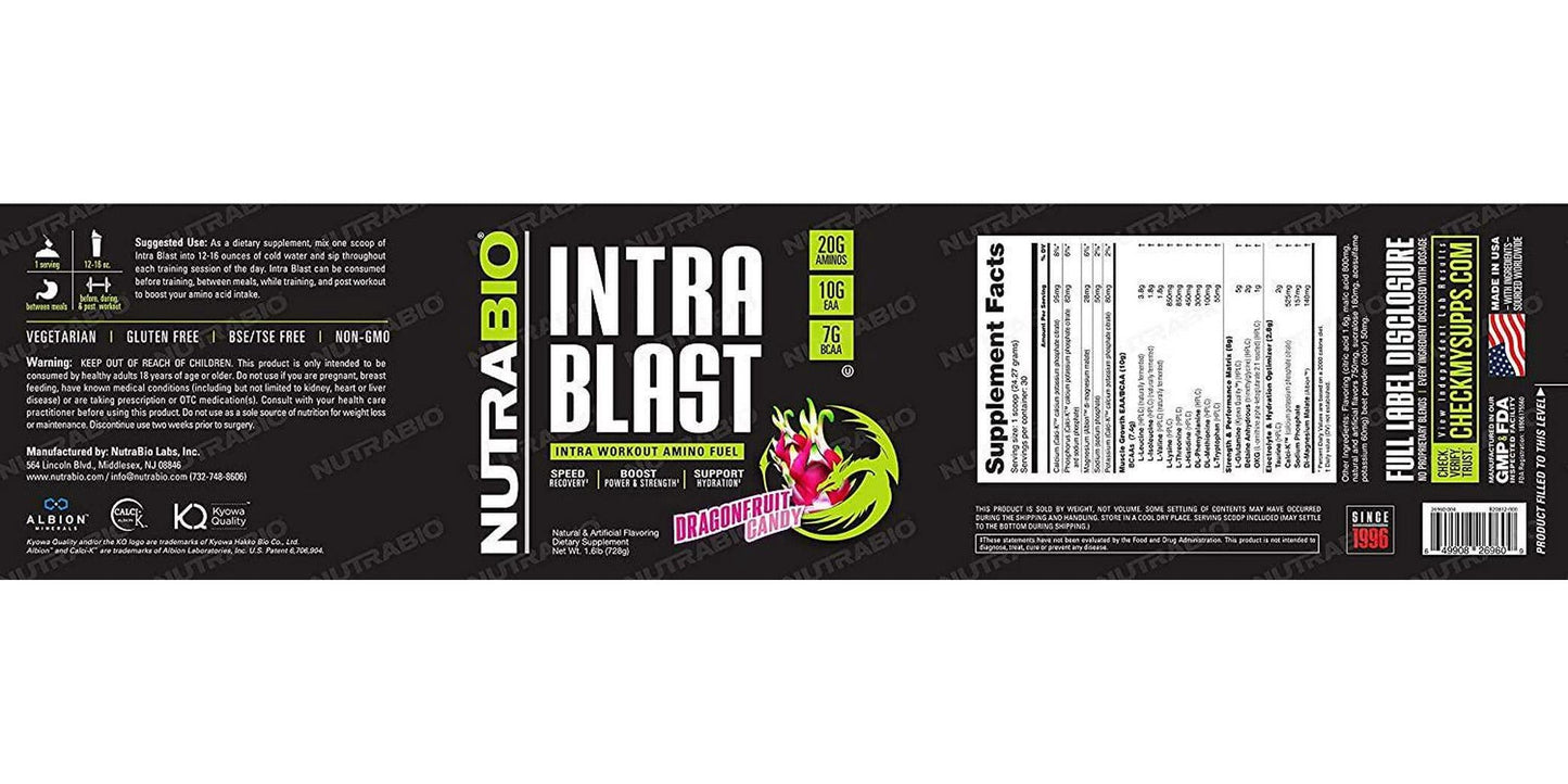 NutraBio Intra Blast - 30 Servings (Dragonfruit Candy)