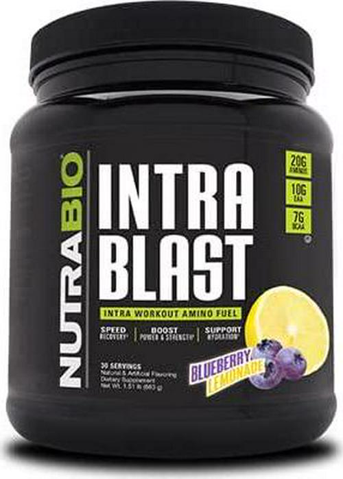 NutraBio Intra Blast - Advanced Electrolyte Performance Matrix - Amino Acid, EAA/BCAA Formula - Non-GMO, Gluten Free, Intra and Pre Workout Powder - 30 Servings - Blueberry Lemonade