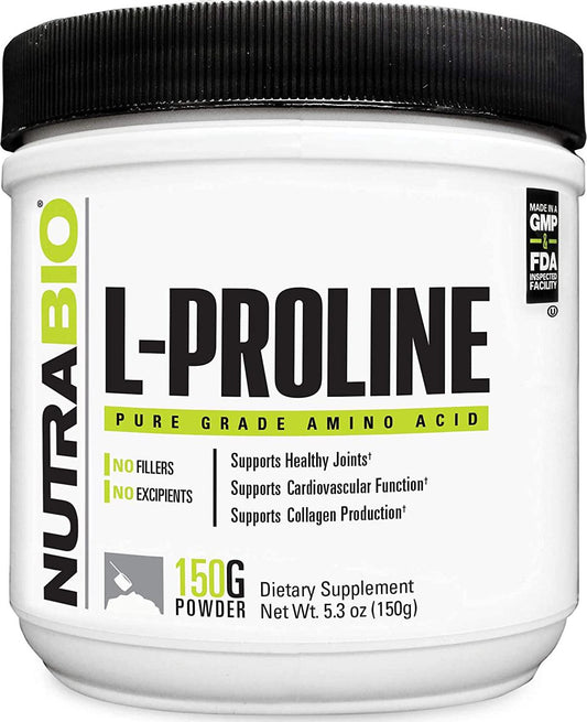 NutraBio L-Proline Supplement (150 Grams of Powder)