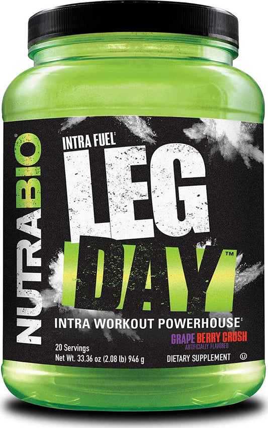 NutraBio Leg Day Intra Carb Supplement Advanced Carbohydrate Complex Amino Acid EAA/BCAA Formula Comprehensive Electrolyte Blend for Recovery and Performance Grape Berry