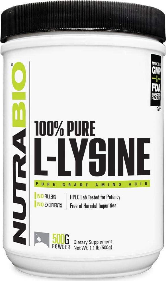 NutraBio NutraBio Lysine Powder 500 Grams