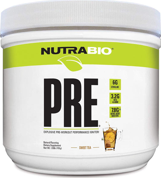 NutraBio PRE Natural (Sweet Tea) - Naturally Sweetened and Flavored Pre Workout