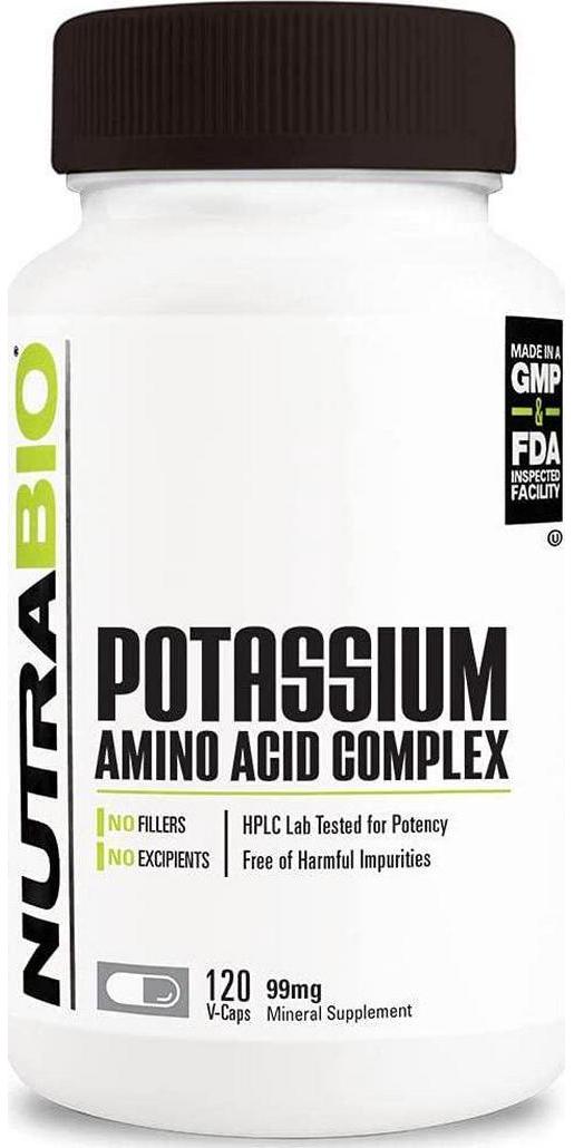 NutraBio Potassium Complex (99mg) - 120 Vegetable Capsules