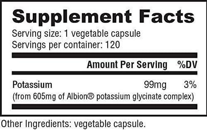 NutraBio Potassium Complex (99mg) - 120 Vegetable Capsules