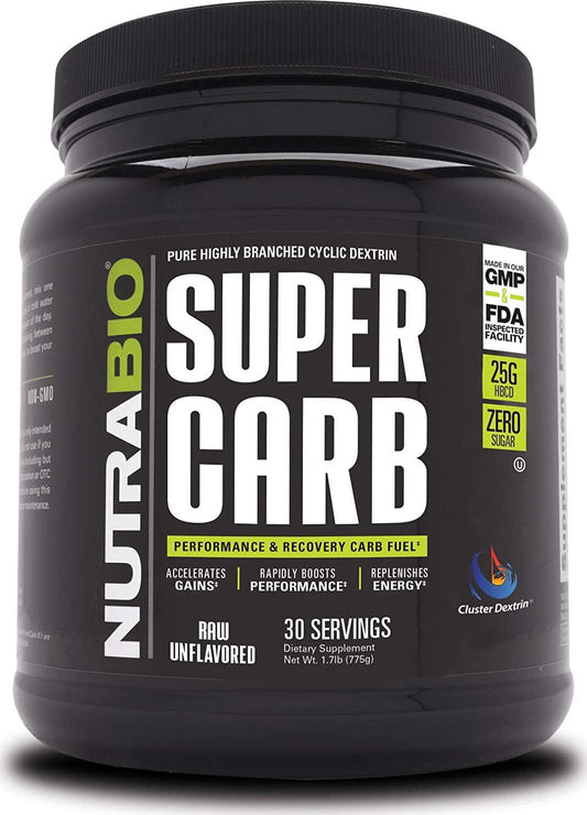 NutraBio Super Carb - Complex Carbohydrate Supplement Powder - Cluster Dextrin and Electrolytes for Performance Enhancement and Muscle Recovery - Unflavored, 30 Servings